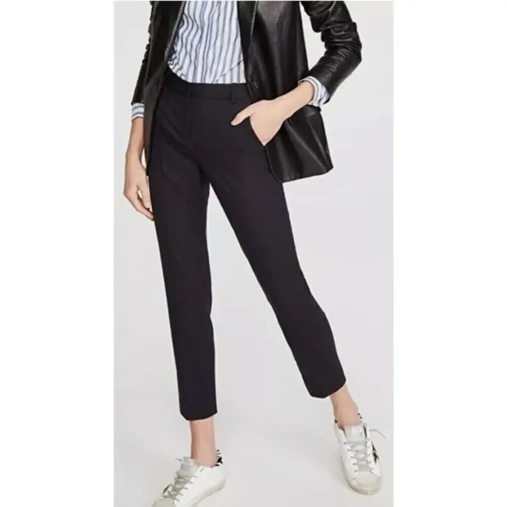 Nili Lotan Colmar Pants Size 6 Navy Ankle Virgin Wool Quiet Luxury Designer